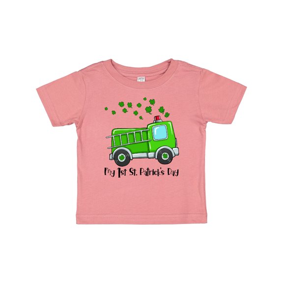Inktastic My 1st St. Patrick's Day Green Fire Truck with Clovers Boys or Girls Baby T-Shirt