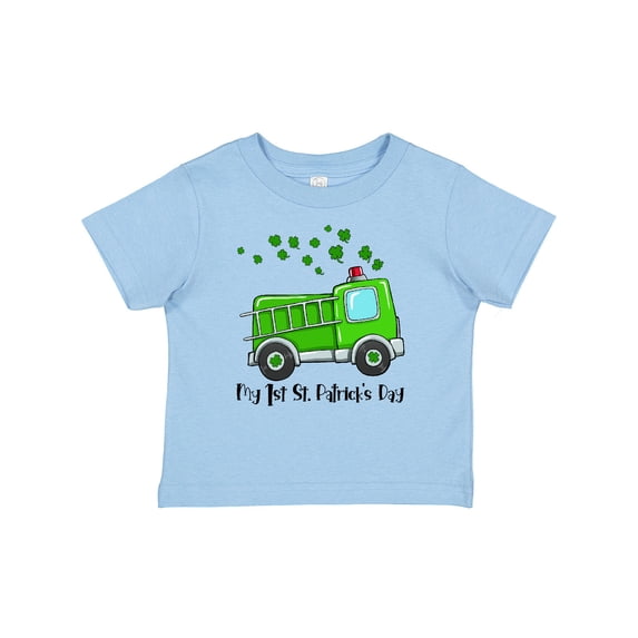 Inktastic My 1st St. Patrick's Day Green Fire Truck with Clovers Boys or Girls Baby T-Shirt