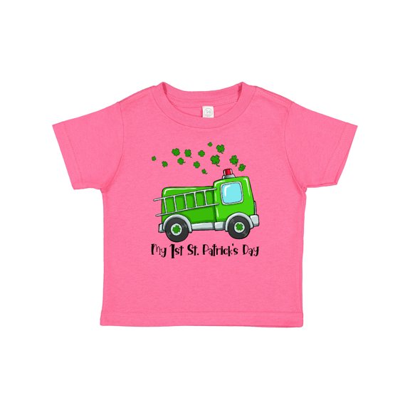 Inktastic My 1st St. Patrick's Day Green Fire Truck with Clovers Boys or Girls Baby T-Shirt