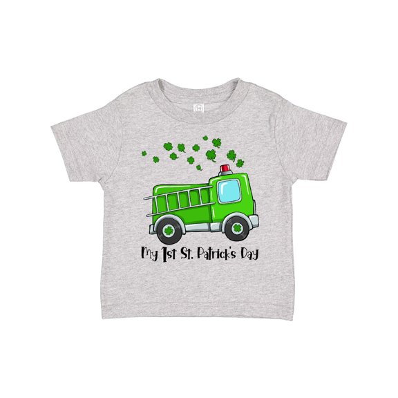 Inktastic My 1st St. Patrick's Day Green Fire Truck with Clovers Boys or Girls Toddler T-Shirt