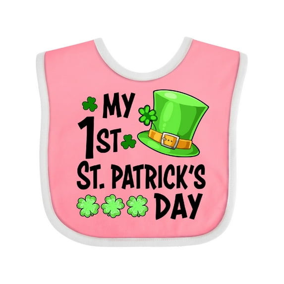 Inktastic My 1st St. Patrick's Day Green Top Hat and Clovers Boys or Girls Baby Bib