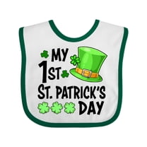Inktastic My 1st St. Patrick's Day Green Top Hat and Clovers Boys or Girls Baby Bib