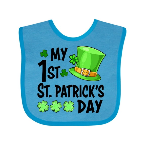Inktastic My 1st St. Patrick's Day Green Top Hat and Clovers Boys or Girls Baby Bib