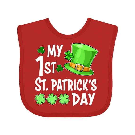 Inktastic My 1st St. Patrick's Day Green Top Hat and Clovers Boys or Girls Baby Bib