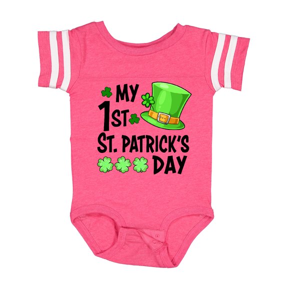 Inktastic My 1st St. Patrick's Day Green Top Hat and Clovers Boys or Girls Baby Bodysuit