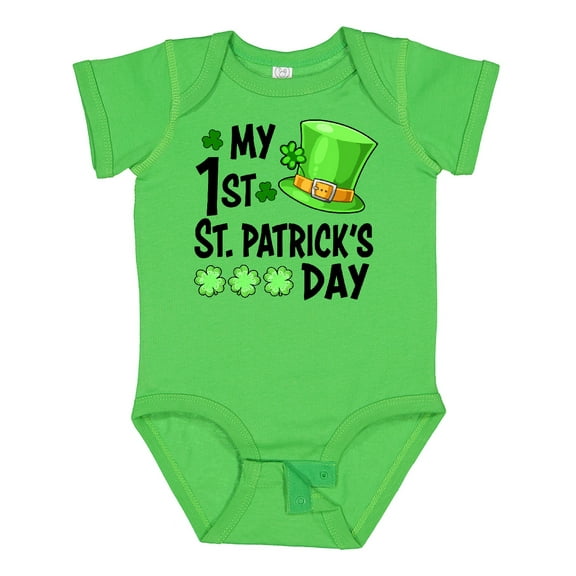 Inktastic My 1st St. Patrick's Day Green Top Hat and Clovers Boys or Girls Baby Bodysuit