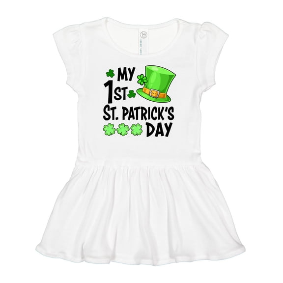 Inktastic My 1st St. Patrick's Day Green Top Hat and Clovers Girls Baby Dress