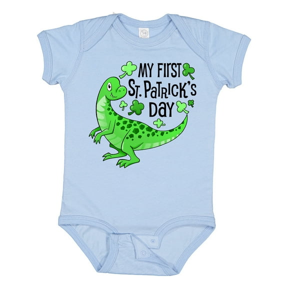 Inktastic My 1st St. Patrick's Day- green dinosaur Boys or Girls Baby Bodysuit