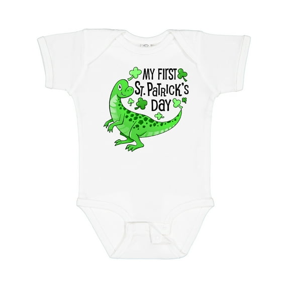 Inktastic My 1st St. Patrick's Day- green dinosaur Boys or Girls Baby Bodysuit