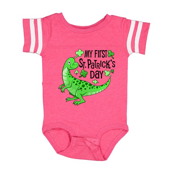 Inktastic My 1st St. Patrick's Day- green dinosaur Boys or Girls Baby Bodysuit