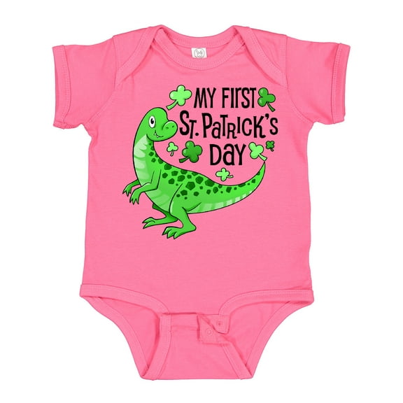 Inktastic My 1st St. Patrick's Day- green dinosaur Boys or Girls Baby Bodysuit