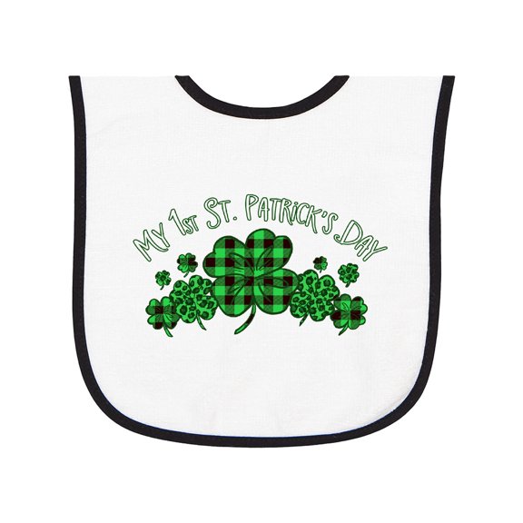 Inktastic My 1st St. Patrick's Day with Plaid Shamrocks Baby Terry Cloth Bib