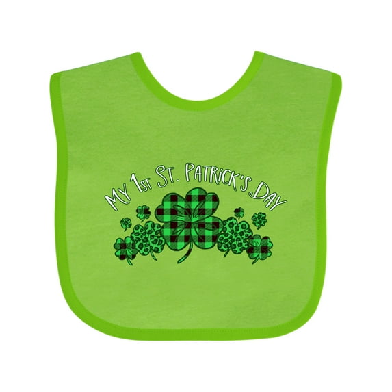 Inktastic My 1st St. Patrick's Day with Plaid Shamrocks Boys or Girls Baby Bib
