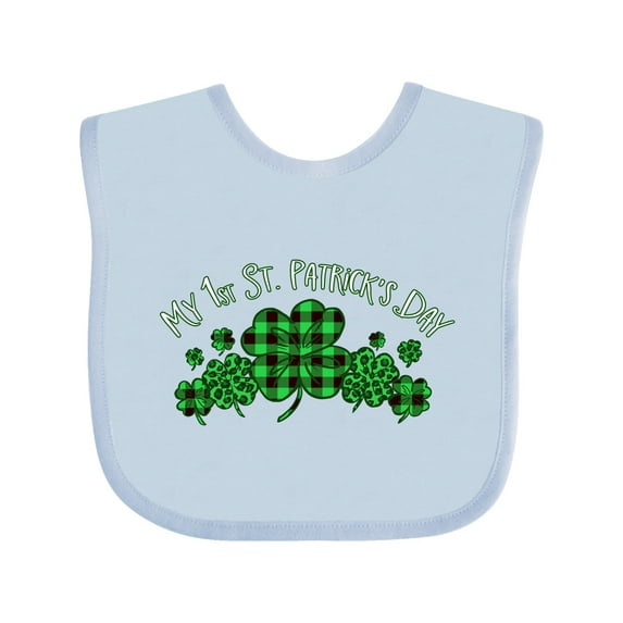 Inktastic My 1st St. Patrick's Day with Plaid Shamrocks Boys or Girls Baby Bib