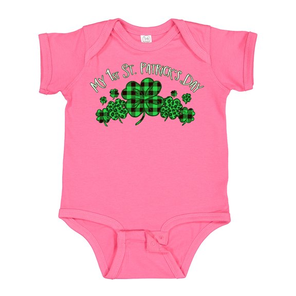 Inktastic My 1st St. Patrick's Day with Plaid Shamrocks Boys or Girls Baby Bodysuit