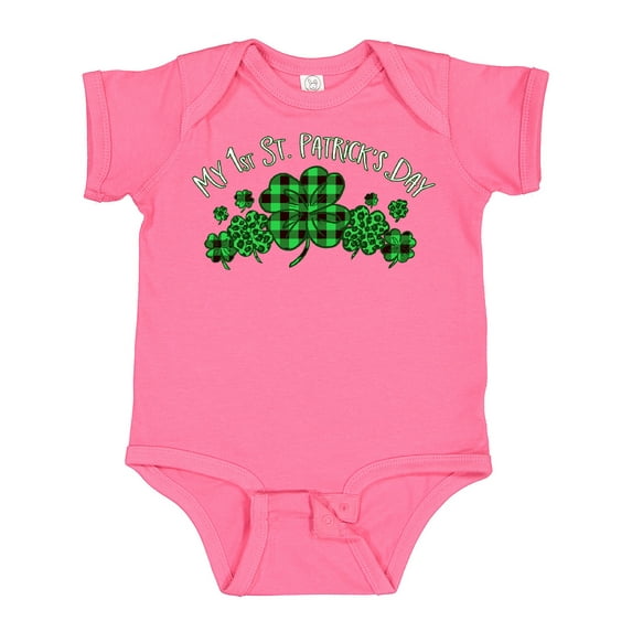 Inktastic My 1st St. Patrick's Day with Plaid Shamrocks Boys or Girls Baby Bodysuit