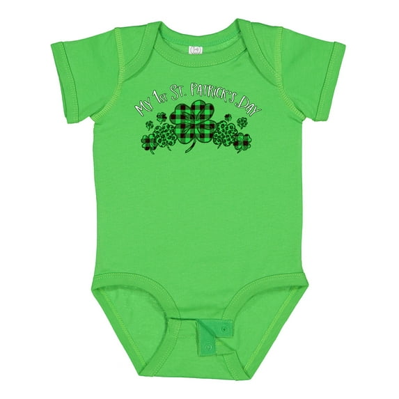 Inktastic My 1st St. Patrick's Day with Plaid Shamrocks Boys or Girls Baby Bodysuit