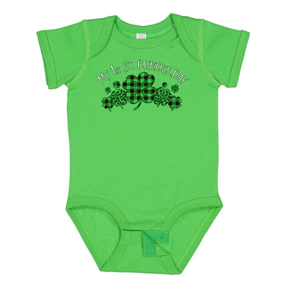Inktastic My 1st St. Patrick's Day with Plaid Shamrocks Boys or Girls Baby Bodysuit