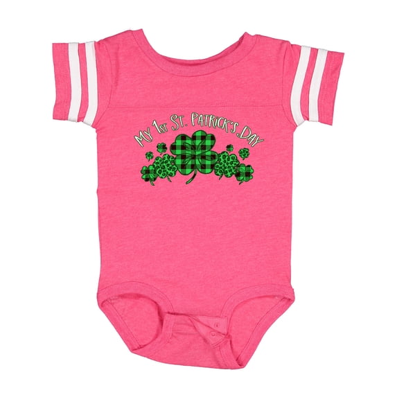 Inktastic My 1st St. Patrick's Day with Plaid Shamrocks Boys or Girls Baby Bodysuit