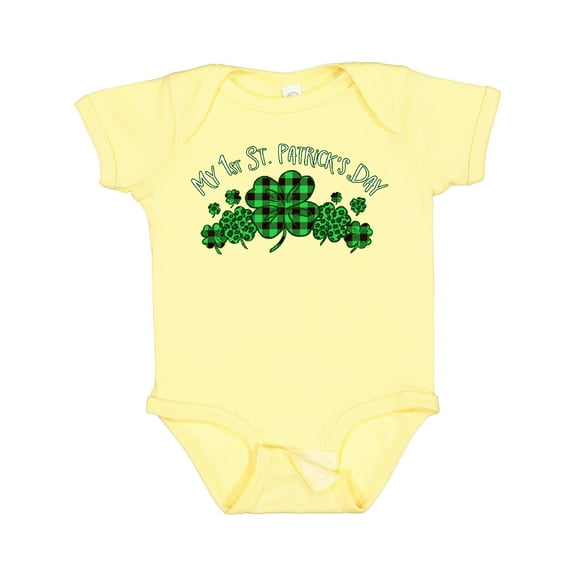 Inktastic My 1st St. Patrick's Day with Plaid Shamrocks Boys or Girls Baby Bodysuit