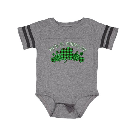 Inktastic My 1st St. Patrick's Day with Plaid Shamrocks Boys or Girls Baby Bodysuit