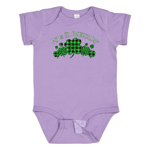 Inktastic My 1st St. Patrick's Day with Plaid Shamrocks Boys or Girls Baby Bodysuit