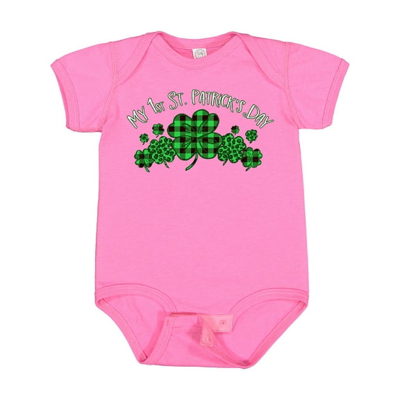 Inktastic My 1st St. Patrick's Day with Plaid Shamrocks Boys or Girls Baby Bodysuit