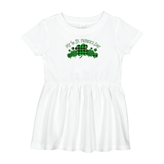 Inktastic My 1st St. Patrick's Day with Plaid Shamrocks Girls Baby Dress