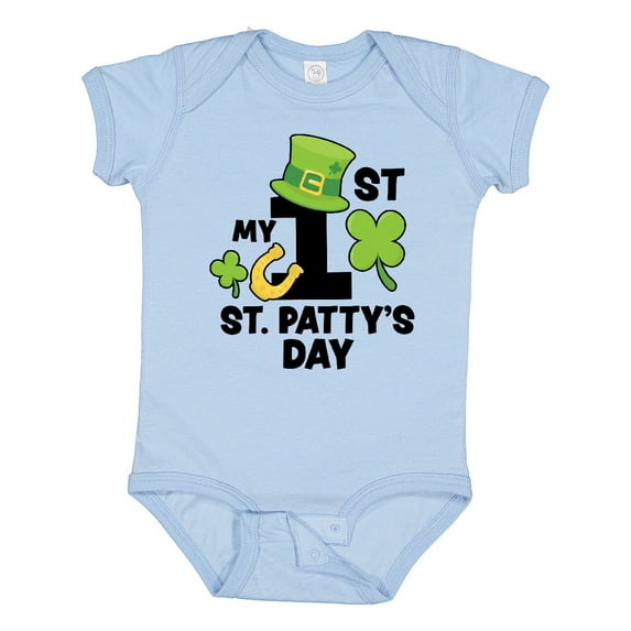 Inktastic My 1st St Pattys Day with Shamrock Horseshoe and Hat Boys or Girls Baby Bodysuit