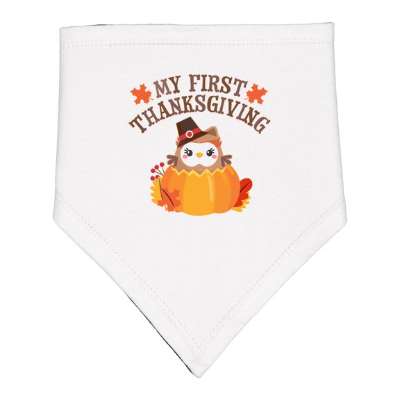 Inktastic My 1st Thanksgiving Cute Owl in Pumpkin Baby Bandana Bib