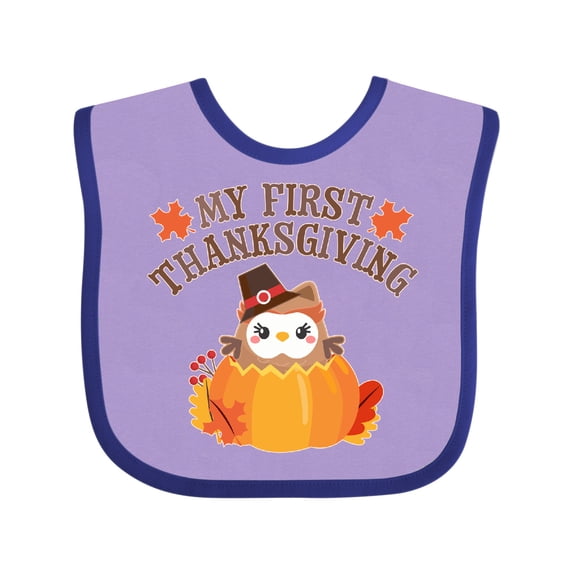 Inktastic My 1st Thanksgiving Cute Owl in Pumpkin Boys or Girls Baby Bib