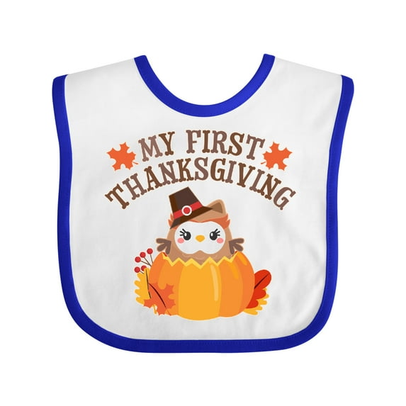 Inktastic My 1st Thanksgiving Cute Owl in Pumpkin Boys or Girls Baby Bib