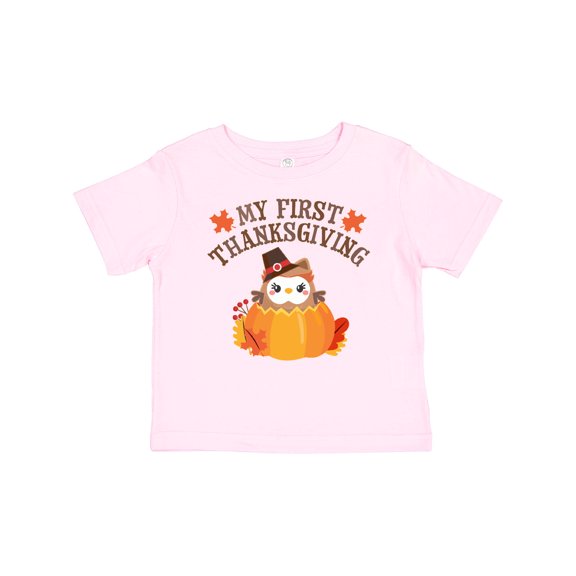 Inktastic My 1st Thanksgiving Cute Owl in Pumpkin Boys or Girls Baby T-Shirt