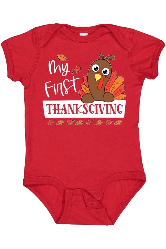 My 1st Thanksgiving Cute Turkey Boys or Girls Baby Bodysuit