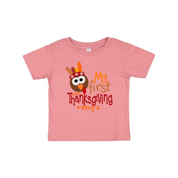 Inktastic My 1st Thanksgiving Cute Turkey with Feathers Boys or Girls Baby T-Shirt