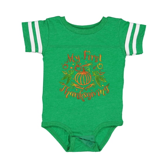 Inktastic My 1st Thanksgiving Pumpkin Vegetables in Orange and Green Boys or Girls Baby Bodysuit