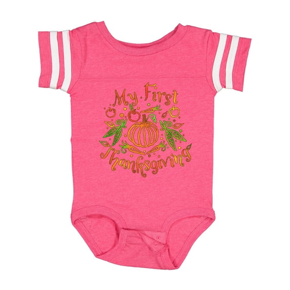 Inktastic My 1st Thanksgiving Pumpkin Vegetables in Orange and Green Boys or Girls Baby Bodysuit