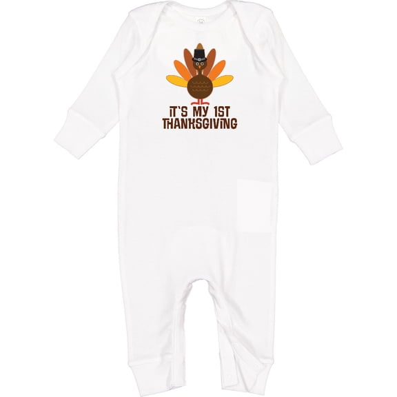 Inktastic My 1st Thanksgiving Turkey Baby Romper Coveralls