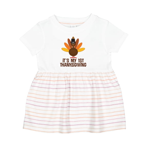Inktastic My 1st Thanksgiving Turkey Girls Baby Dress