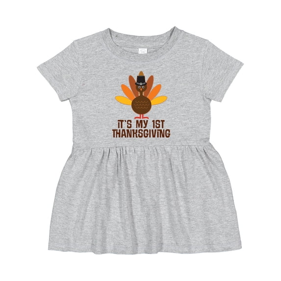 Inktastic My 1st Thanksgiving Turkey Girls Baby Dress