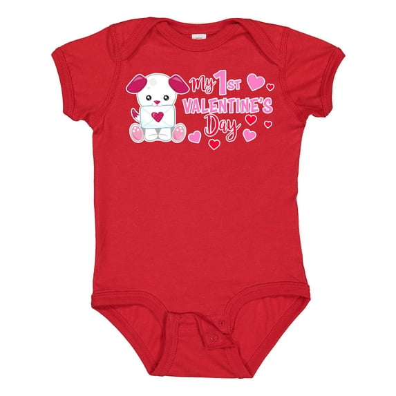 Inktastic My 1st Valentine's Day with Dog Girls Baby Bodysuit