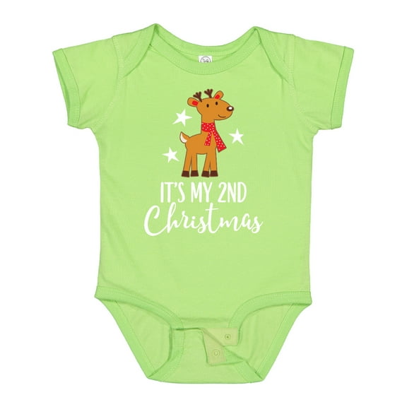 Inktastic My 2nd Christmas Reindeer Childs Boys or Girls Baby Bodysuit