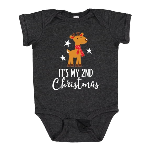 Inktastic My 2nd Christmas Reindeer Childs Boys or Girls Baby Bodysuit