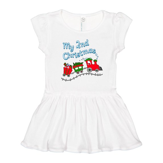Inktastic My 2nd Christmas Train with Presents and Tree Girls Toddler Dress