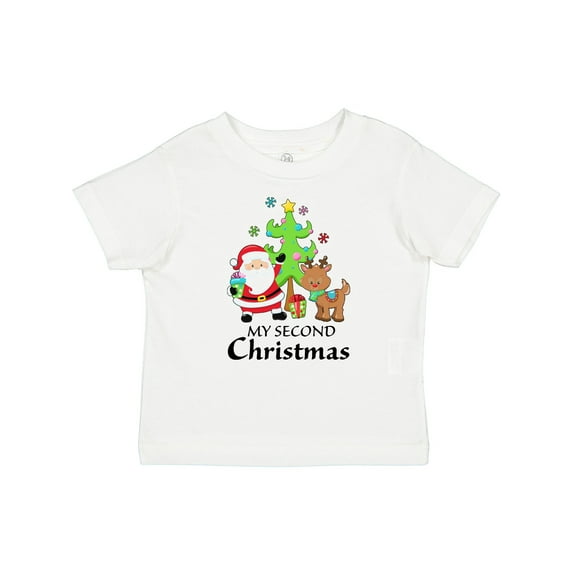 Inktastic My 2nd Christmas with Santa Reindeer and Tree Boys or Girls Baby T-Shirt