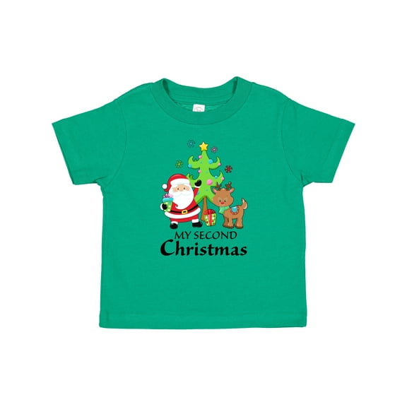 Inktastic My 2nd Christmas with Santa Reindeer and Tree Boys or Girls Baby T-Shirt
