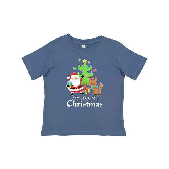 Inktastic My 2nd Christmas with Santa Reindeer and Tree Boys or Girls Baby T-Shirt