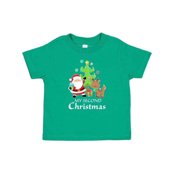 Inktastic My 2nd Christmas with Santa Reindeer and Tree Boys or Girls Baby T-Shirt