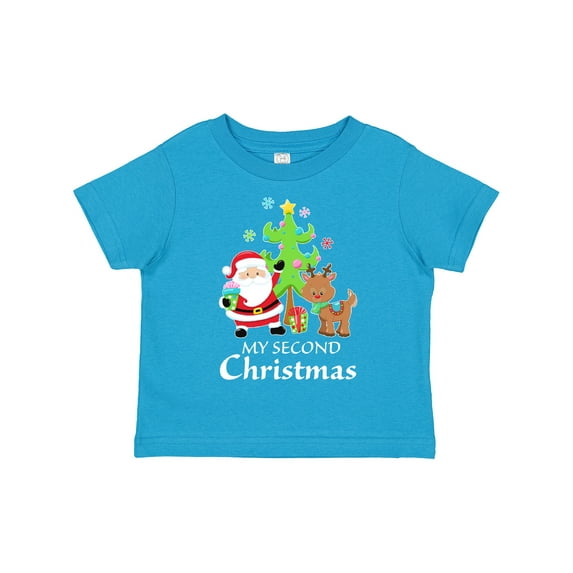 Inktastic My 2nd Christmas with Santa Reindeer and Tree Boys or Girls Toddler T-Shirt