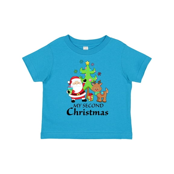 Inktastic My 2nd Christmas with Santa Reindeer and Tree Boys or Girls Toddler T-Shirt
